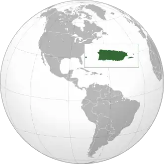 Americas map of Puerto Rico