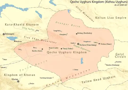 Territory of Qocho c. 1000.