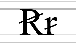 Capital and lowercase barred R with oblique stroke