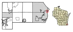 Location of North Bay in Racine County, Wisconsin.