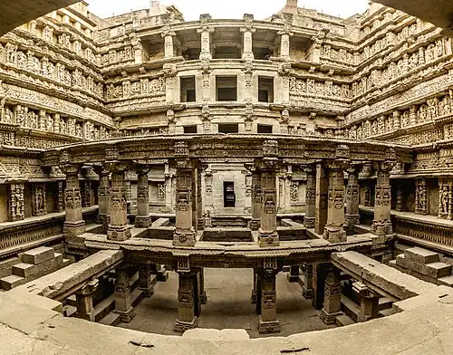 Rani Ki Vav is a stepwell, built by the Chaulukya dynasty, located in Patan; the city was sacked by Sultan of Delhi Qutb-ud-din Aybak between 1200 and 1210, and it was destroyed by the Allauddin Khilji in 1298.[69]