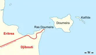 Map of Ras Doumeira with the de facto border