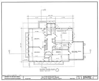 Second floor plan (non-original, enclosed rear porch has been removed since 1972