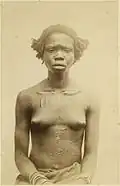 Zande woman, late 1870s, with skin scarifications