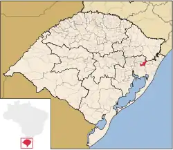 Taquara's location in the state of Rio Grande do Sul