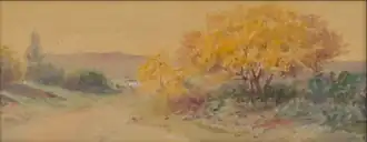 Landscape, watercolor on paper, private collection.