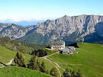 The Rotwandhaus – view from the path to the Rotwand summit