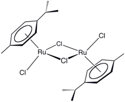 The diruthenium of cymene is readily cleaved by ligands to give monoRu half-sandwich derivatives.