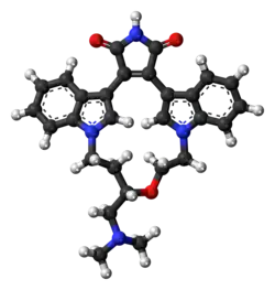 Ball-and-stick model of the ruboxistaurin molecule