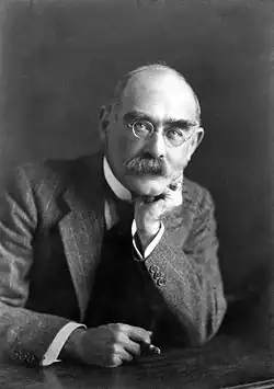 Black-and-white photographic portrait of Rudyard Kipling