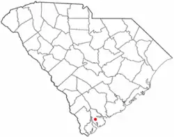 Location of Lady's Island, Beaufort, South Carolina
