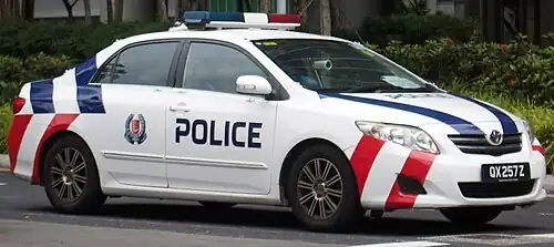 Toyota Corolla Altis with the new Singapore Police Force livery