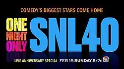 Promo card for SNL's 40th Anniversary Special