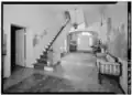 STAIRHALL, FIRST FLOOR, FROM WEST. NOTE BRASS NEWELL (probably an original feature of house) - Fairvue, U.S. Highway 31-E, Gallatin, Sumner County, TN HABS TENN,83-GAL.V,1-21