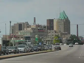 The skyline of the Tiffany Neighborhood from South Grand Blvd.