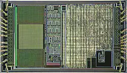 Microscope photograph of the IntelliMouse Explorer sensor silicon die