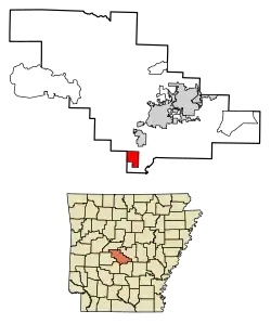 Location of Traskwood in Saline County, Arkansas.