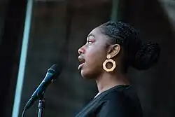 This is a picture of Samara Joy singing in the year 2022