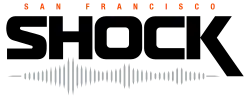 The logo for the San Francisco Shock features a seismograph in the shape of the San Francisco–Oakland Bay Bridge.