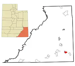 Location in San Juan County and the state of Utah.