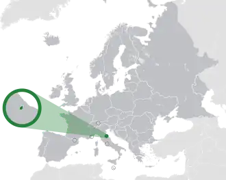 Location of San Marino in Europe