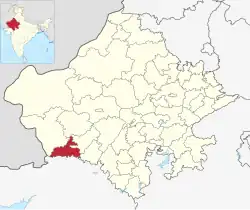 Location of Jalore district in Rajasthan