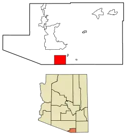 Location of Nogales in Santa Cruz County, Arizona