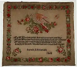 Berlin work sampler by Sarah Littleton, 1868