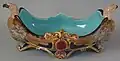 Sarreguemines Majolica Eagles bowl, 16 in
