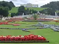View from Great Parterre towards the Gloriette (app. towards South).