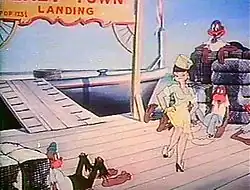 The dark-skinned residents of Lazy Town are excited upon the arrival of the unnamed light-skinned woman.