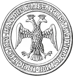 Double-headed eagle on the seal of Ivan III of