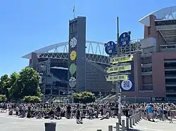 Eras Tour concertgoers gather outside Lumen Field