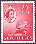 Postage stamp with portrait of Queen Elizabeth II, 1954