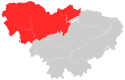 Location of Sangzhi County within Zhangjiajie