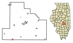 Location of Herrick in Shelby County, Illinois.