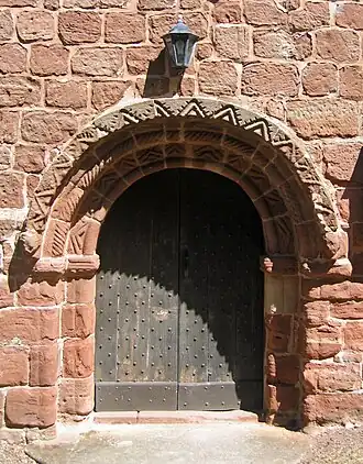 Norman doorway at St Edith's Church, Shocklach