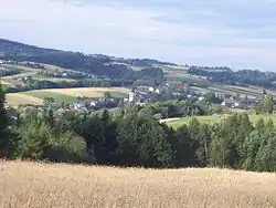 View of village centre and the church