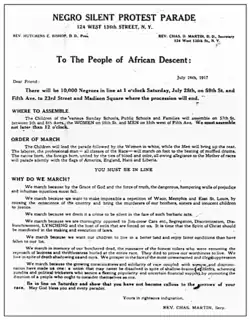 Single page of paper, printed with information about an upcoming parade