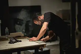 Simon Berger in the Studio at Aurum Gallery, Bangkok