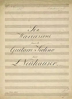 Title page to Six Variations for guitar and violin