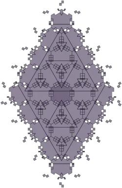 A patch of 25 monotiles, showing the triangular hierarchical structure