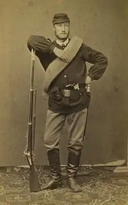 French soldier stands with M1842T Minié rifle