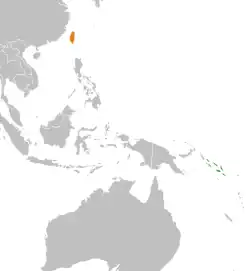 Map indicating locations of Solomon Islands and Taiwan