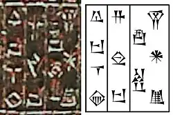 "Son of Ilshu-rabi, Governor of Pashime" on the Manishtushu Obelisk (Column 15, surface d).[9]