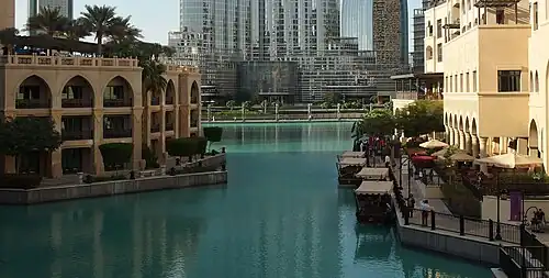 Edge of the market with the Burj Khalifa base visible
