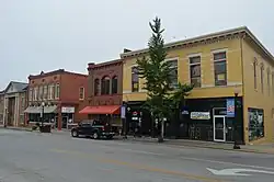 Corner of Main Street and West Mt. Vernon Street, featuring the historic Goldenburg Furniture building (2014)