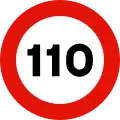 R-301 Maximum speed limit (110 km/h)