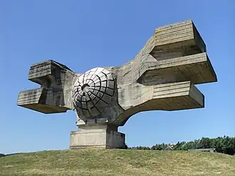 Monument to the Revolution of the people of Moslavina (1967) designed by Dušan Džamonja in Podgarić