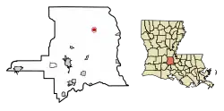 Location of Palmetto in St. Landry Parish, Louisiana.